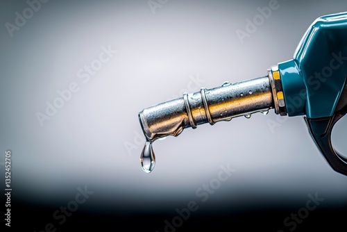 Gas pump with a drop of water on it. Concept of urgency and the need to refuel quickly