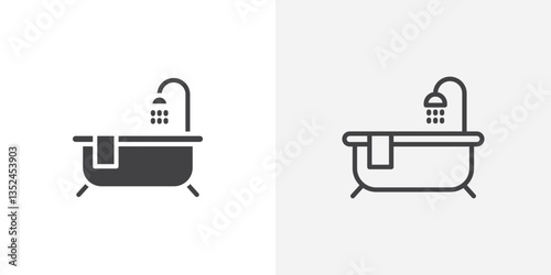 Bathroom icon vector set in black flat and line stroke style