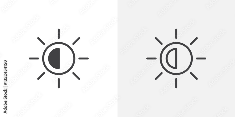 Brightness icon set. vector icons for apps and website ui design Brightness icon set. vector icons for apps and website ui design