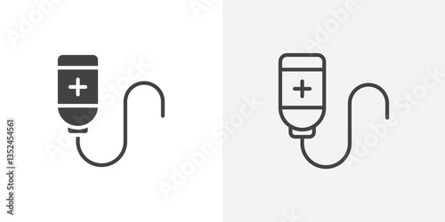 Chemotherapy icon vector set in black flat and line stroke style