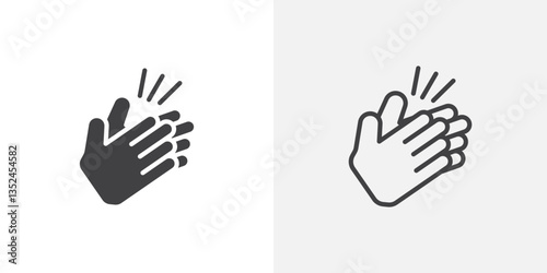 Clap icon vector set in black flat and line stroke style