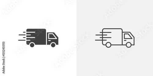 Delivery icon vector set in black flat and line stroke style