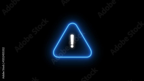 Attention road sign neon red flicker motion graphic animation a triangle icon.  neon animated icon danger sign triangle exclamation mark 4k neon