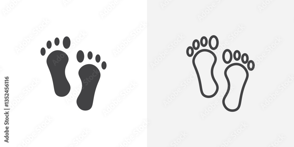 Foot icon vector set in black flat and line stroke style Foot icon vector set in black flat and line stroke style