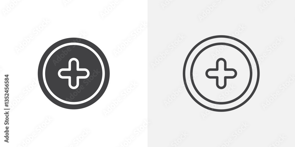 Hospital sign icon vector set in black flat and line stroke style Hospital sign icon vector set in black flat and line stroke style