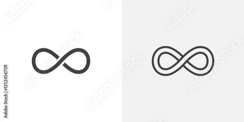 Infinite icon vector set in black flat and line stroke style