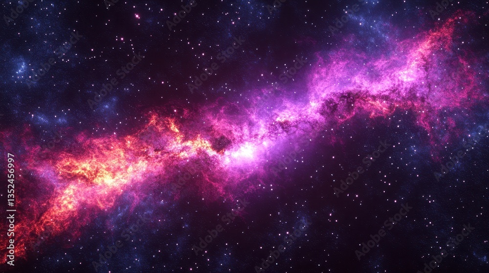Fototapeta premium A colorful cosmic nebula illuminated by the countless stars around it