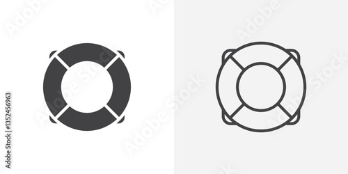 Life buoy icon vector set in black flat and line stroke style