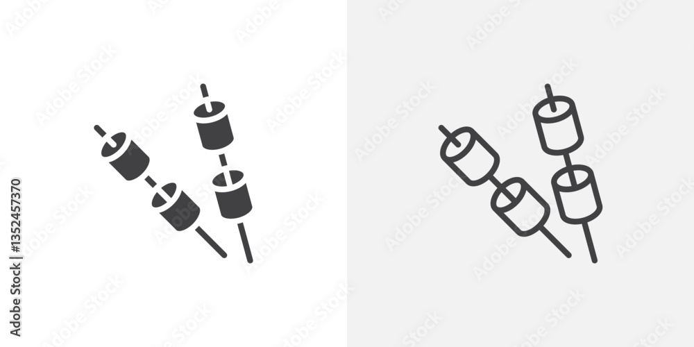 Marshmallow icon vector set in black flat and line stroke style Marshmallow icon vector set in black flat and line stroke style
