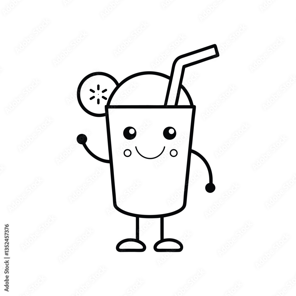 Vector illustration of a bubbly lemonade glass mascot.