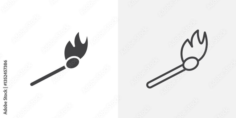 Matches icon vector set in black flat and line stroke style Matches icon vector set in black flat and line stroke style
