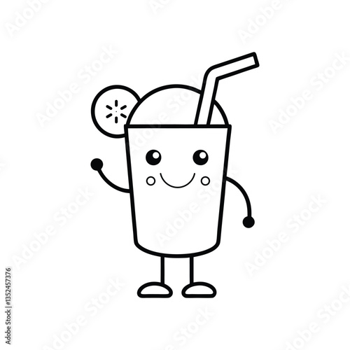 Vector illustration of a bubbly lemonade glass mascot.
