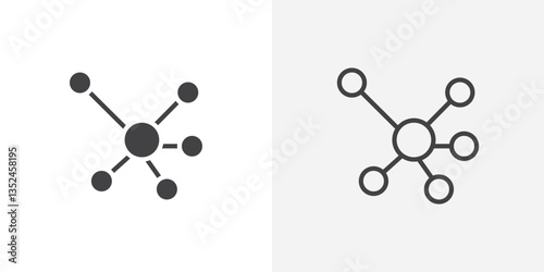 Particle icon vector set in black flat and line stroke style