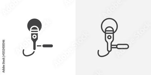 Polisher icon vector set in black flat and line stroke style