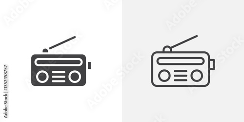 Radio icons symbol. Flat and line design style.