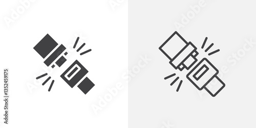 Seat Belt icon vector set in black flat and line stroke style