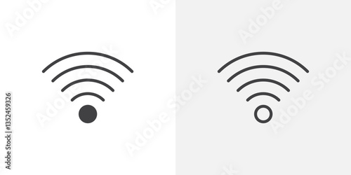 Signals icon vector set in black flat and line stroke style