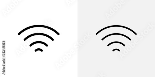 Signal icon vector set in black flat and line stroke style