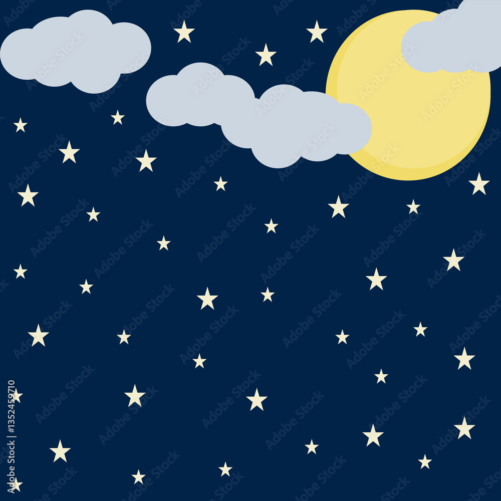 Seamless vector background with stars and moon on cloud sky. Sweet dream and sky theme vector for wallpaper, textile, fashion, background, stationary, wrapping, card, and phone cases. Seamless vector background with stars and moon on cloud sky. Sweet dream and sky theme vector for wallpaper, textile, fashion, background, stationary, wrapping, card, and phone cases.