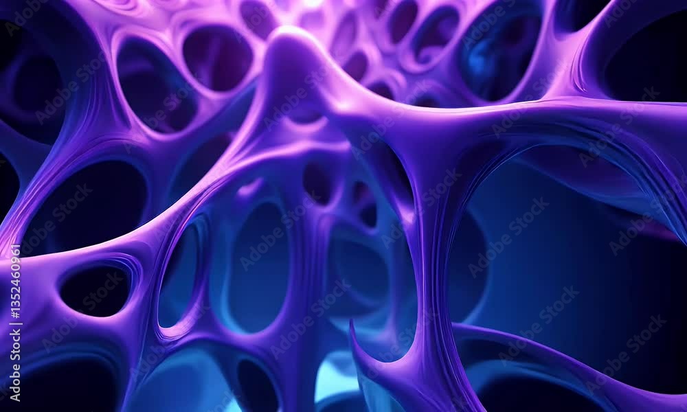 Abstract Cellular Structure Illuminated With Purple And Blue Light Abstract Cellular Structure Illuminated With Purple And Blue Light