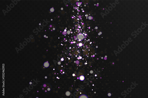 	
Abstract magical glowing bokeh lights on dark background with purple and gold sparkles, soft blurry fantasy effect, elegant festive backdrop.
