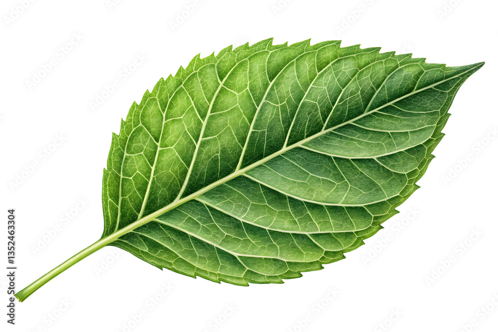 Fototapeta premium Tropical Foliage Plant with Detailed Leaf Patterns on Plain Surface.