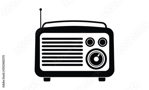 Classic radio silhouette vector with antenna icon