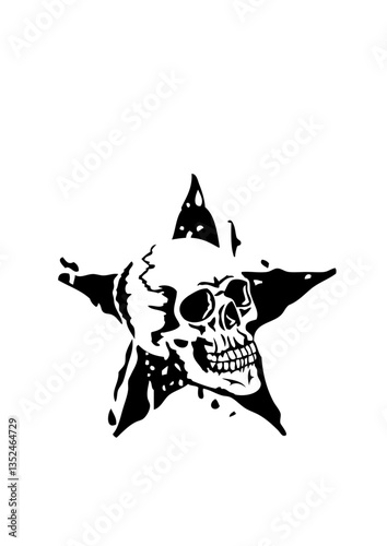 Tête de mort étoile dessin crane logo