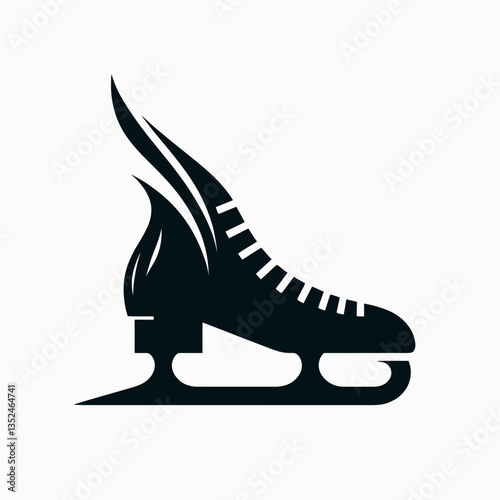 Ice Skating Blade silhouette in black on a white background