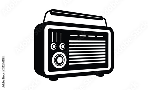 Classic radio silhouette vector with antenna icon