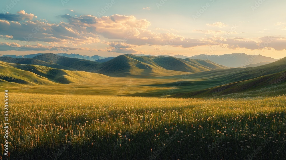 a beautiful green field with mountains in the background a beautiful green field with mountains in the background