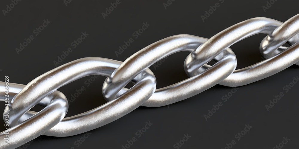 Fototapeta premium Strong Metal Chain Links Close Up Detailed Texture Shiny Silver Steel