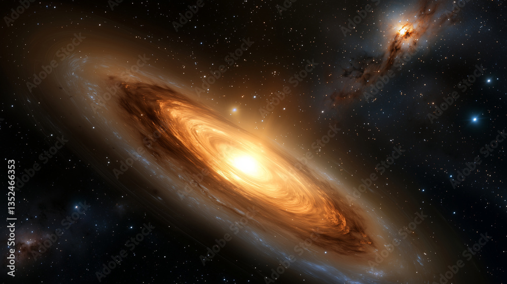 Fototapeta premium A glowing black hole with vibrant accretion disk in deep space