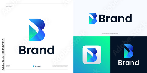 Vector letter B abstract colorful with gradient logo icon design sign, initial symbol B geometric, dynamic, modern and innovative for technology and brand identity business, logotype vector editable.