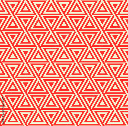 Abstract vector seamless geometric pattern with red and white triangles -vector eps8
