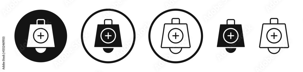Cowbell circle plus icon set. vector icons for apps and website ui design Cowbell circle plus icon set. vector icons for apps and website ui design