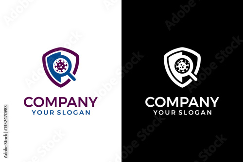 virus bacteria logo design concept idea with shield