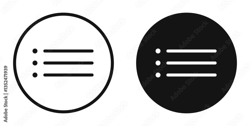 Menu list button icon set. vector icons for apps and website ui design Menu list button icon set. vector icons for apps and website ui design