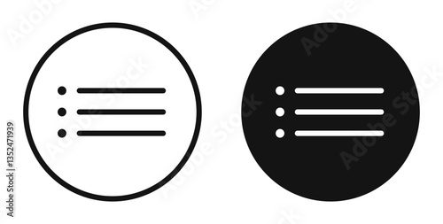 Menu list button icon set. vector icons for apps and website ui design