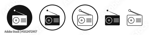 Radio icons symbol. Flat and line design style.