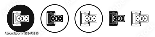 Send money smartphone icon set. vector icons for apps and website ui design