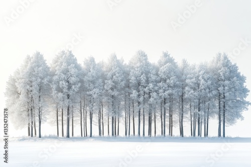 Wallpaper Mural A serene winter landscape featuring a row of frosted trees in a neutral-toned environment, evoking tranquility and stillness. Torontodigital.ca