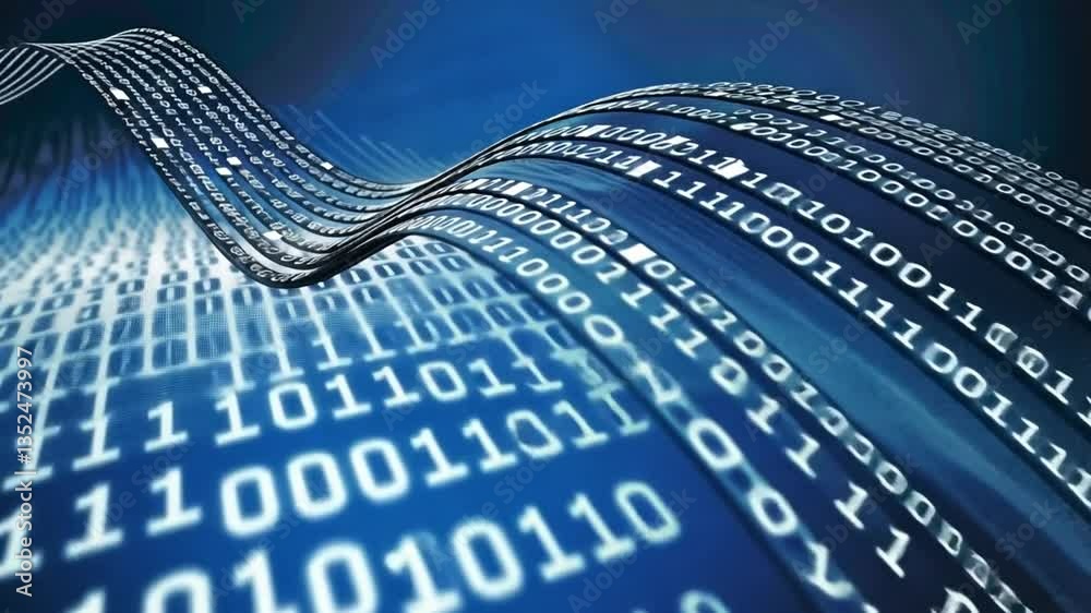 Datenwellen aus Binärzahlen in Bewegung