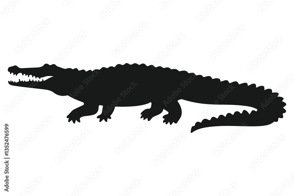 Obraz premium A natureal crocodile silhoutte illustration art design with a white backraund