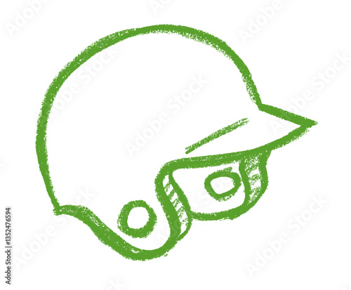 Hat Baseball Equipment Related Icon Crayon Chalk Drawing Vector
