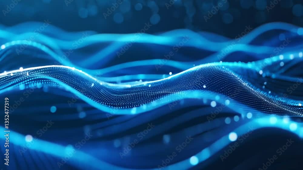 Datenströme fließen durch blaue Lichtwellen