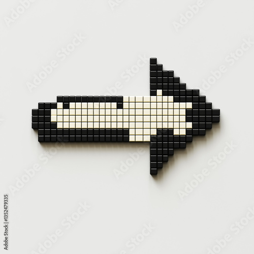 Pixelated arrow direction symbol on a plain background  
