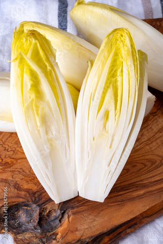 Fresh organic chicory endive salad ready to eat, traditional winter food in Belgium and the Netherlands