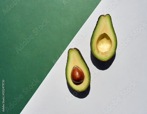 Creative Avocado Layout on White and Green Background