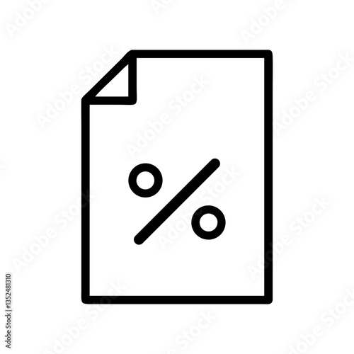 document icon with percentage symbol - flat stroke design for financial and analytical purposes
